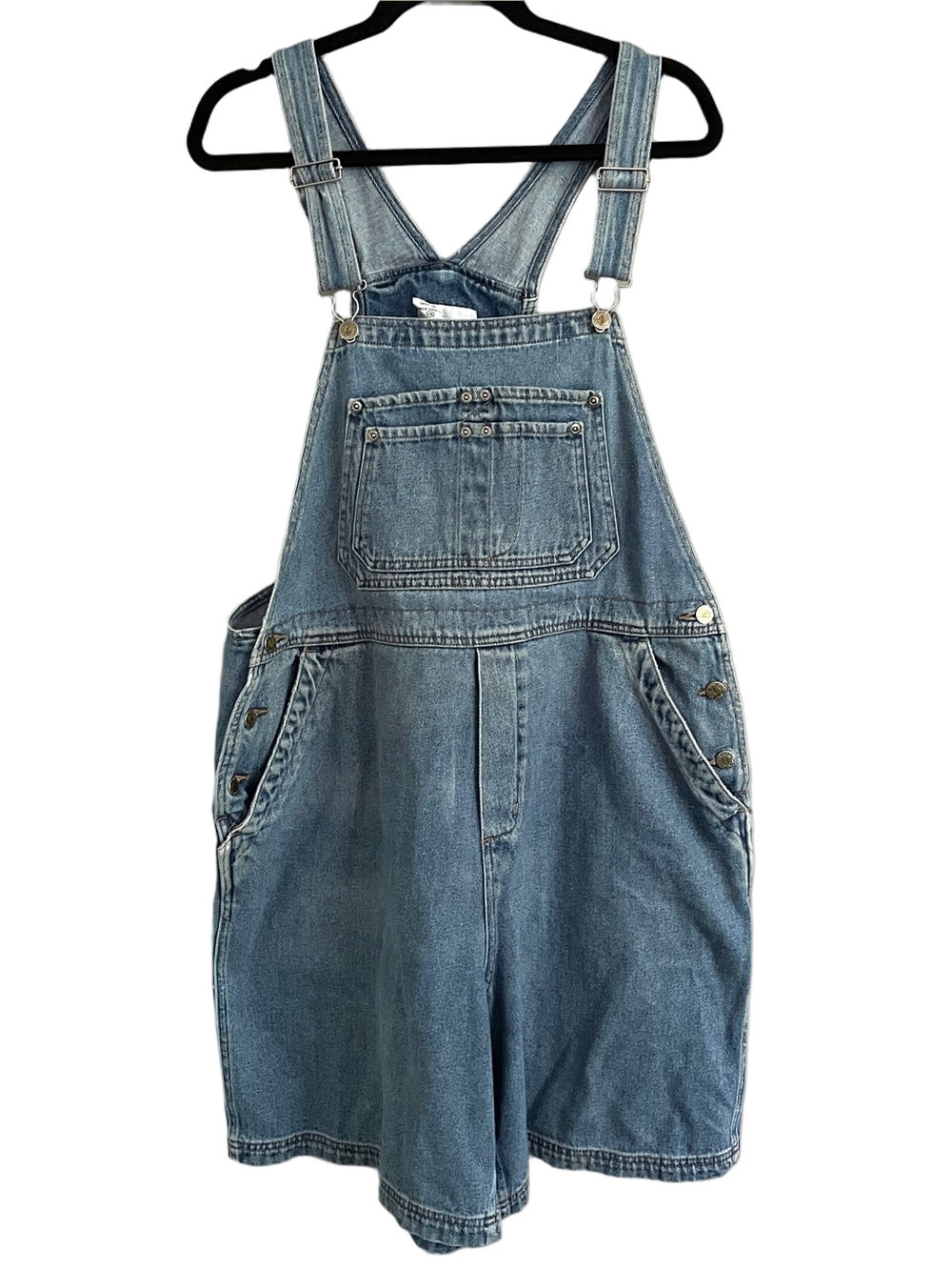 Vintage Denim Bib Carpenter 8" Shortalls / Overall Shorts - L/XL - Picture 2 of 11